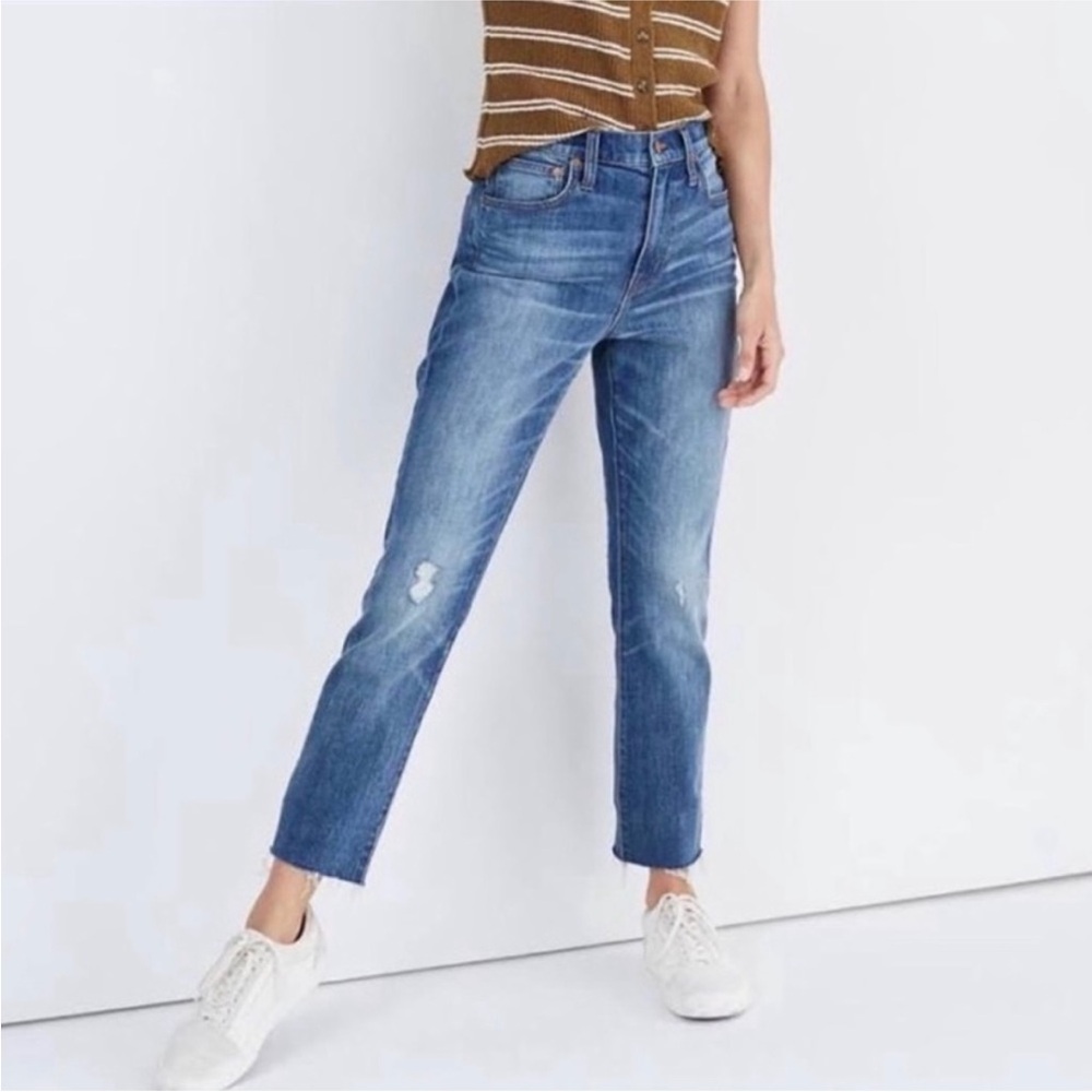 madewell high-rise slim boyjean distressed